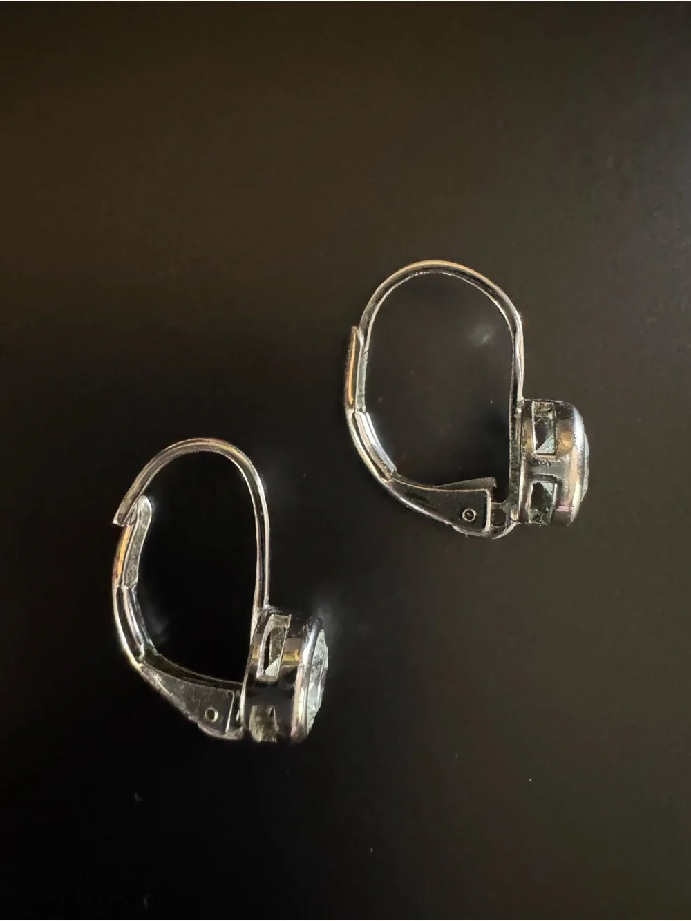 Silver Tone Bezel Set CZ Leverback Earrings Classic Minimalist Sparkle